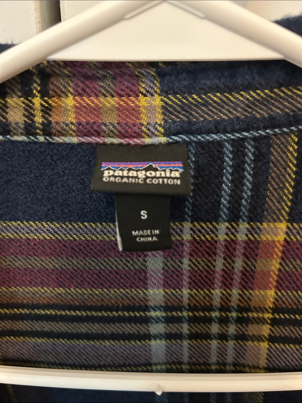 Patagonia Navy, Maroon & Mustard Flannel Button-Up Shirt - Picture 2 of 3